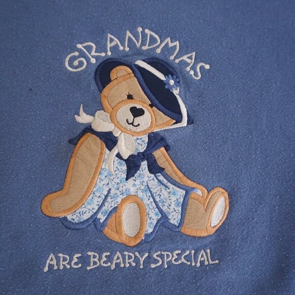 Vintage MCE Sportswear Blue Grandma Bear Teddy Graphic Sweatshirt Cotton XL - Picture 7 of 8